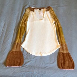 NWT Free People Sunshine Thermal with Bell Sleeves